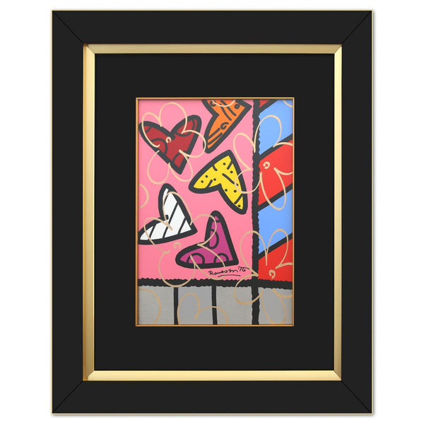 Romero Britto- Original Acrylic Painting with Oil Pen on Mat Board "Happiness Collection"