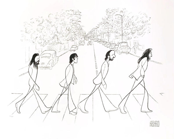 Al Hirschfeld- Original Lithograph on Paper "Beatles, Abbey Road"