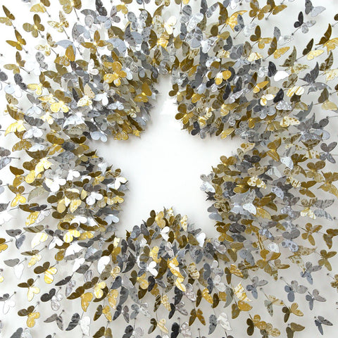 Patricia Govezensky- Original 3D Metal Art on Wood "Celestial Bloom" -3
