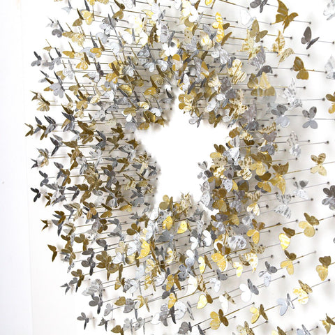 Patricia Govezensky- Original 3D Metal Art on Wood "Celestial Bloom" -4