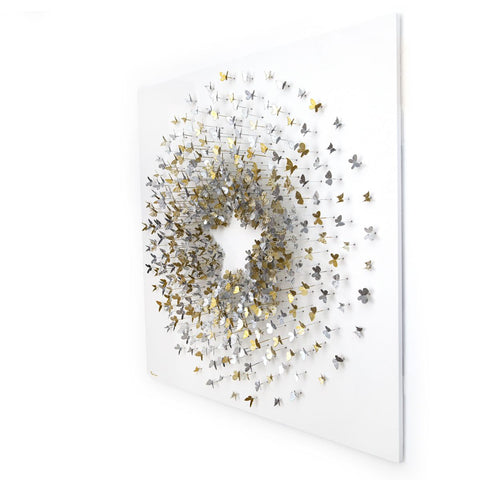 Patricia Govezensky- Original 3D Metal Art on Wood "Celestial Bloom" -5
