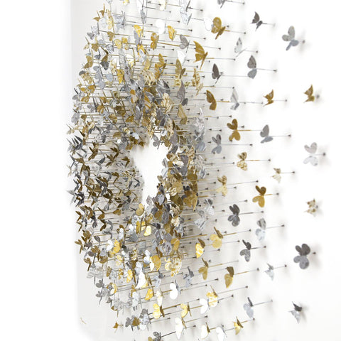 Patricia Govezensky- Original 3D Metal Art on Wood "Celestial Bloom" -8
