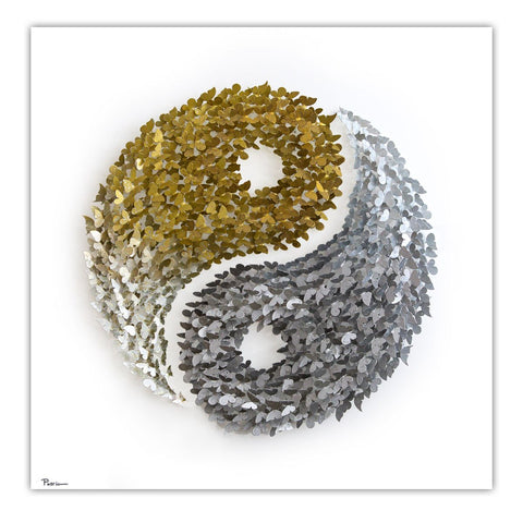 Patricia Govezensky- Original 3D Metal Art on Wood "Yin & Yang"