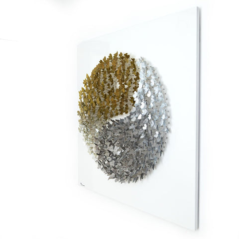 Patricia Govezensky- Original 3D Metal Art on Wood "Yin & Yang" -6