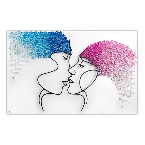 Patricia Govezensky- Original 3D Metal Art on Wood "The Kiss"