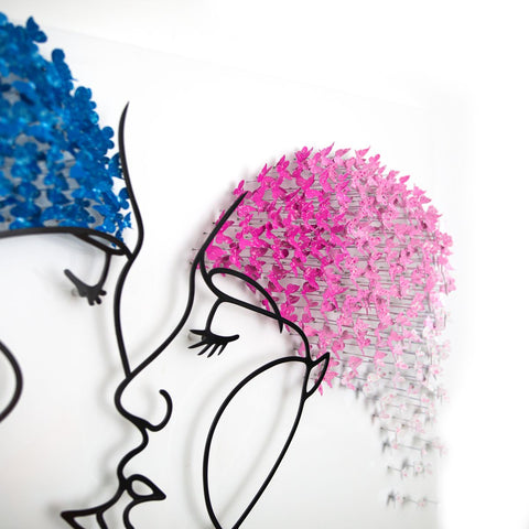 Patricia Govezensky- Original 3D Metal Art on Wood "The Kiss" -3