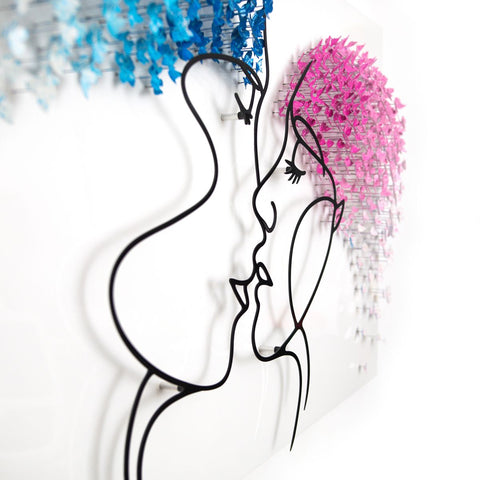 Patricia Govezensky- Original 3D Metal Art on Wood "The Kiss" -7