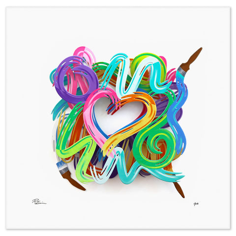 Patricia Govezensky- Three-layer cutout metal and sculpted wood mixed media "Love in Motion"