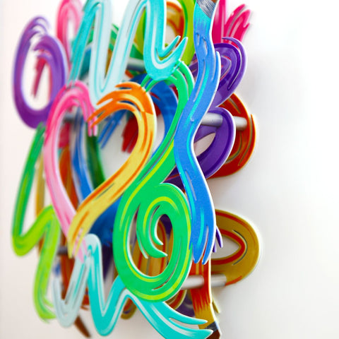 Patricia Govezensky- Three-layer cutout metal and sculpted wood mixed media "Love in Motion" -2