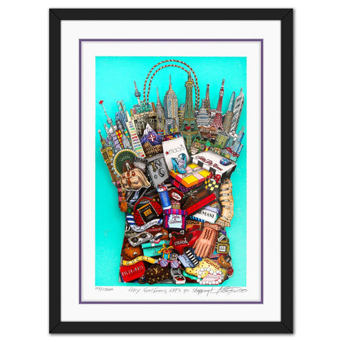Charles Fazzino- 3D Construction Silkscreen Serigraph "Hey Girlfriend, Let’s Go Shopping"