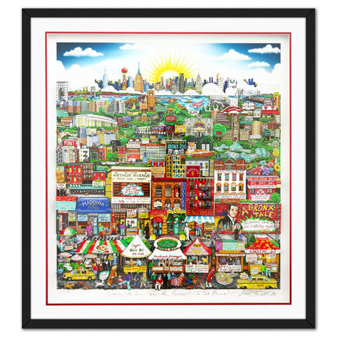 Charles Fazzino- 3D Construction Silkscreen Serigraph "Leave the Gun, Take the Cannolis…In Da Bronx"