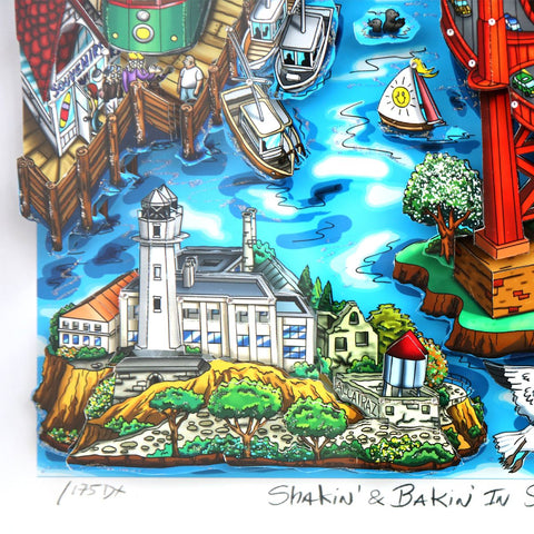 Charles Fazzino- 3D Construction Silkscreen Serigraph "Shakin’ & Bakin’ in San Francisco" -3