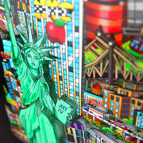 Charles Fazzino- 3D Construction Silkscreen Serigraph "Lady Liberty in NYC Skateboard Deck" -2