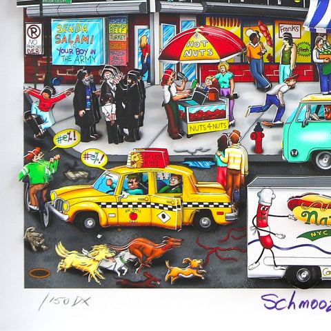 Charles Fazzino- 3D Construction Silkscreen Serigraph "Schmoozing With Chutzpah on the Lower East Side" -3