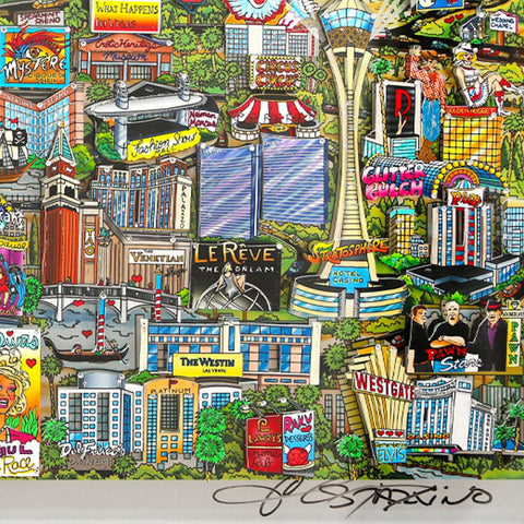 Charles Fazzino- 3D Construction Silkscreen Serigraph "Midnight in Vegas" -3