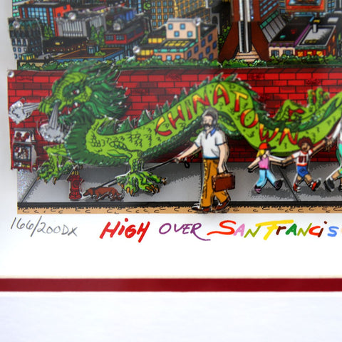 Charles Fazzino- 3D Construction Silkscreen Serigraph "High Over San Francisco" -3