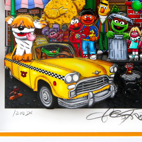 Charles Fazzino- 3D Construction Silkscreen Serigraph "Sunny Day… Sesame Street" -3