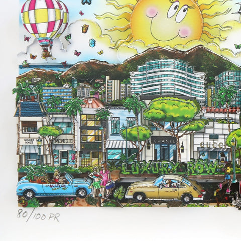 Charles Fazzino- 3D Construction Silkscreen Serigraph "Mahalo in Honolulu" -3
