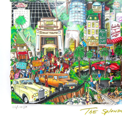 Charles Fazzino- 3D Construction Silkscreen Serigraph "The Splendor, That's Hollywood II" -3