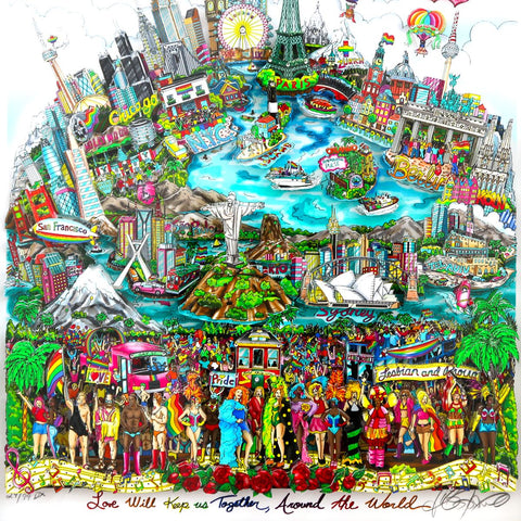 Charles Fazzino- 3D Construction Silkscreen Serigraph "Love Will Keep Us Together" -2