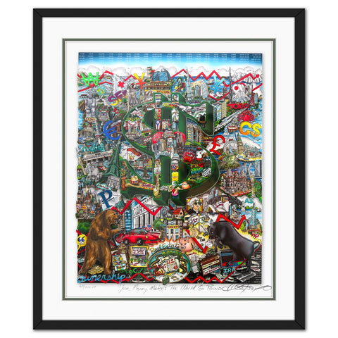 Charles Fazzino- 3D Construction Silkscreen Serigraph "Your Money Makes The World Go Round"