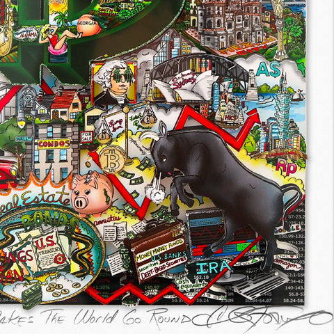 Charles Fazzino- 3D Construction Silkscreen Serigraph "Your Money Makes The World Go Round" -2