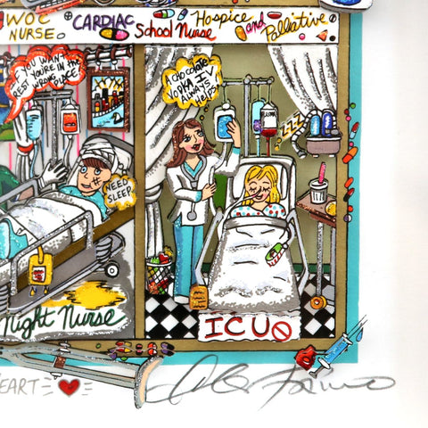 Charles Fazzino- 3D Construction Silkscreen Serigraph "Nurses Have Heart" -2