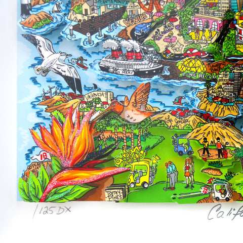 Charles Fazzino- 3D Construction Silkscreen Serigraph "California is Calling me" -3