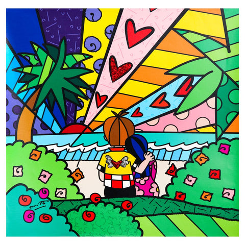 Romero Britto- Print on canvas with Diamond Dust hand embellishments "Every Day"