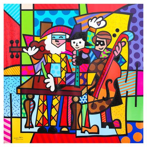 Romero Britto- Print on canvas with Diamond Dust hand embellishments "Spanish Sensation"