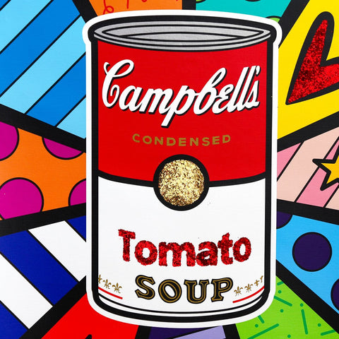 Romero Britto- Print on canvas with Diamond Dust hand embellishments "Campbell Soup" -2