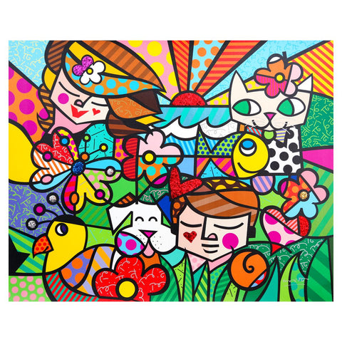 Romero Britto- Print on canvas with Diamond Dust hand embellishments "Nature in Harmony"