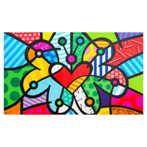 Romero Britto- Print on canvas with Diamond Dust hand embellishments "Evolution"