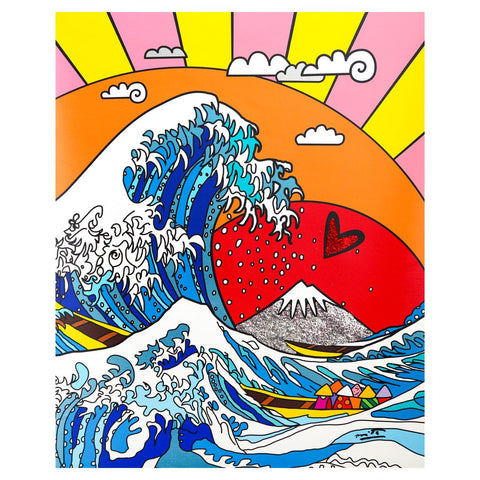 Romero Britto- Print on canvas with Diamond Dust hand embellishments "The Greatest Wave"