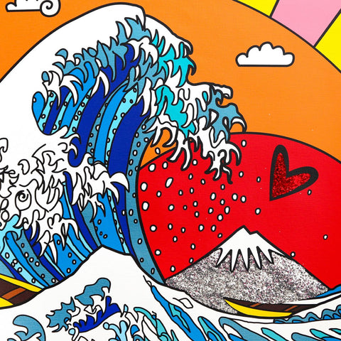 Romero Britto- Print on canvas with Diamond Dust hand embellishments "The Greatest Wave" -2