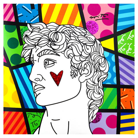 Romero Britto- Print on canvas with Diamond Dust hand embellishments "Modern David"