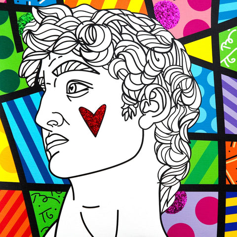 Romero Britto- Print on canvas with Diamond Dust hand embellishments "Modern David" -2