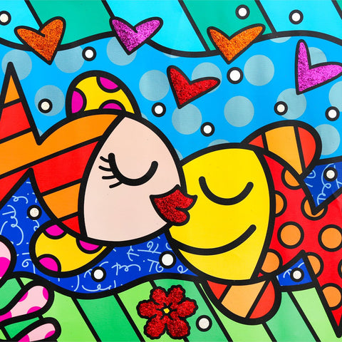 Romero Britto- Print on canvas with Diamond Dust hand embellishments "Deep Love" -2