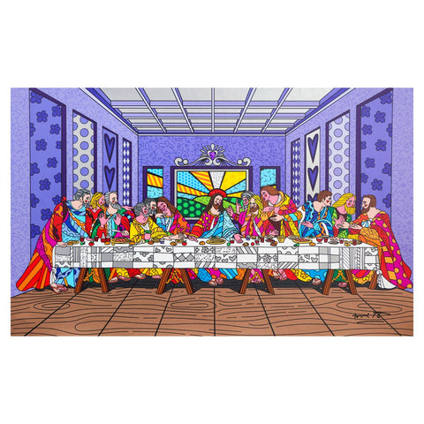 Romero Britto- Print on canvas with Diamond Dust hand embellishments "Holy Supper"