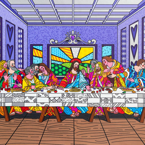 Romero Britto- Print on canvas with Diamond Dust hand embellishments "Holy Supper" -2