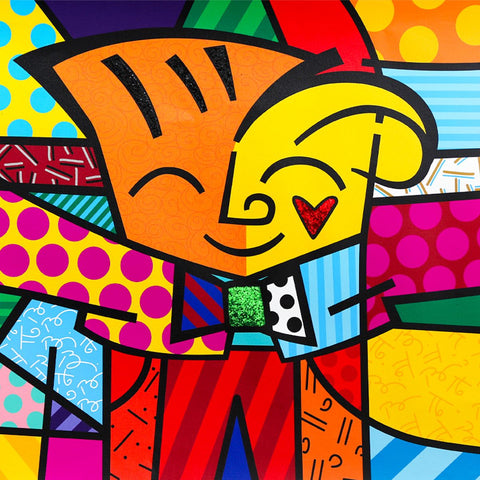 Romero Britto- Print on canvas with Diamond Dust hand embellishments "Big Hug" -2