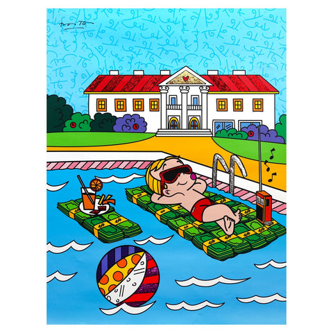 Romero Britto- Print on canvas with Diamond Dust hand embellishments "Life is Good"