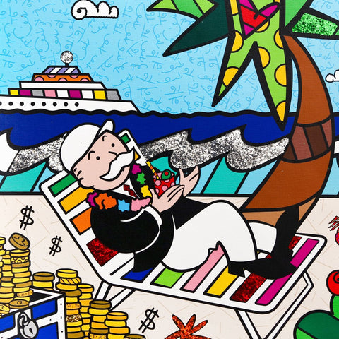 Romero Britto- Print on canvas with Diamond Dust hand embellishments "Mr. Monopoly" -2