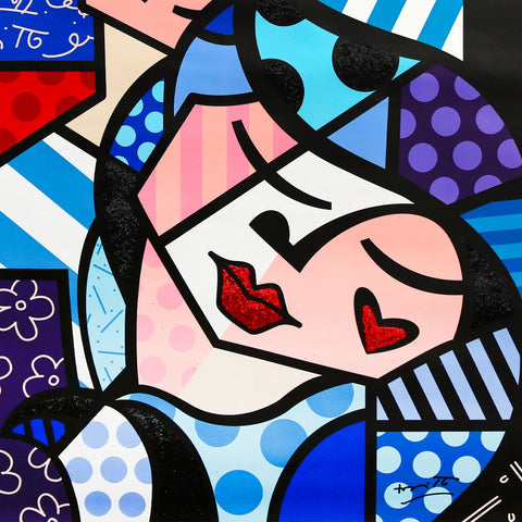 Romero Britto- Print on canvas with Diamond Dust hand embellishments "Embracing Love" -2