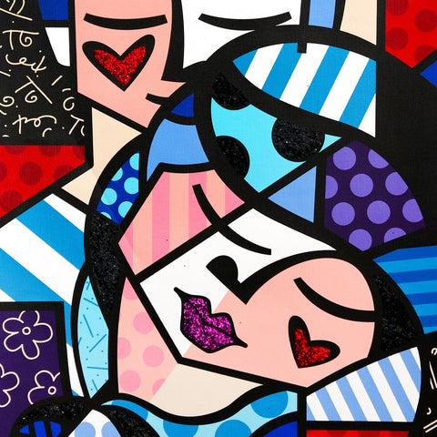 Romero Britto- Print on canvas with Diamond Dust hand embellishments "Love Story" -2