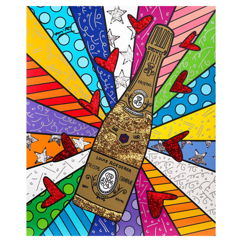 Romero Britto- Print on canvas with Diamond Dust hand embellishments "Let’s Celebrate"