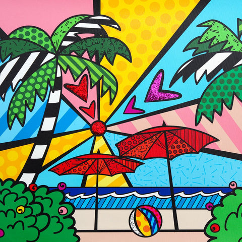 Romero Britto- Print on canvas with Diamond Dust hand embellishments "Sunday Beach" -2