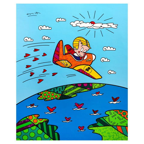 Romero Britto- Print on canvas with Diamond Dust hand embellishments "At the Top"