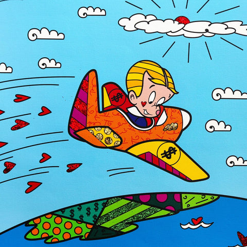 Romero Britto- Print on canvas with Diamond Dust hand embellishments "At the Top" -2