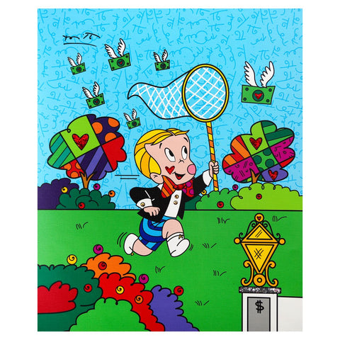 Romero Britto- Print on canvas with Diamond Dust hand embellishments "Chasing your Dreams"